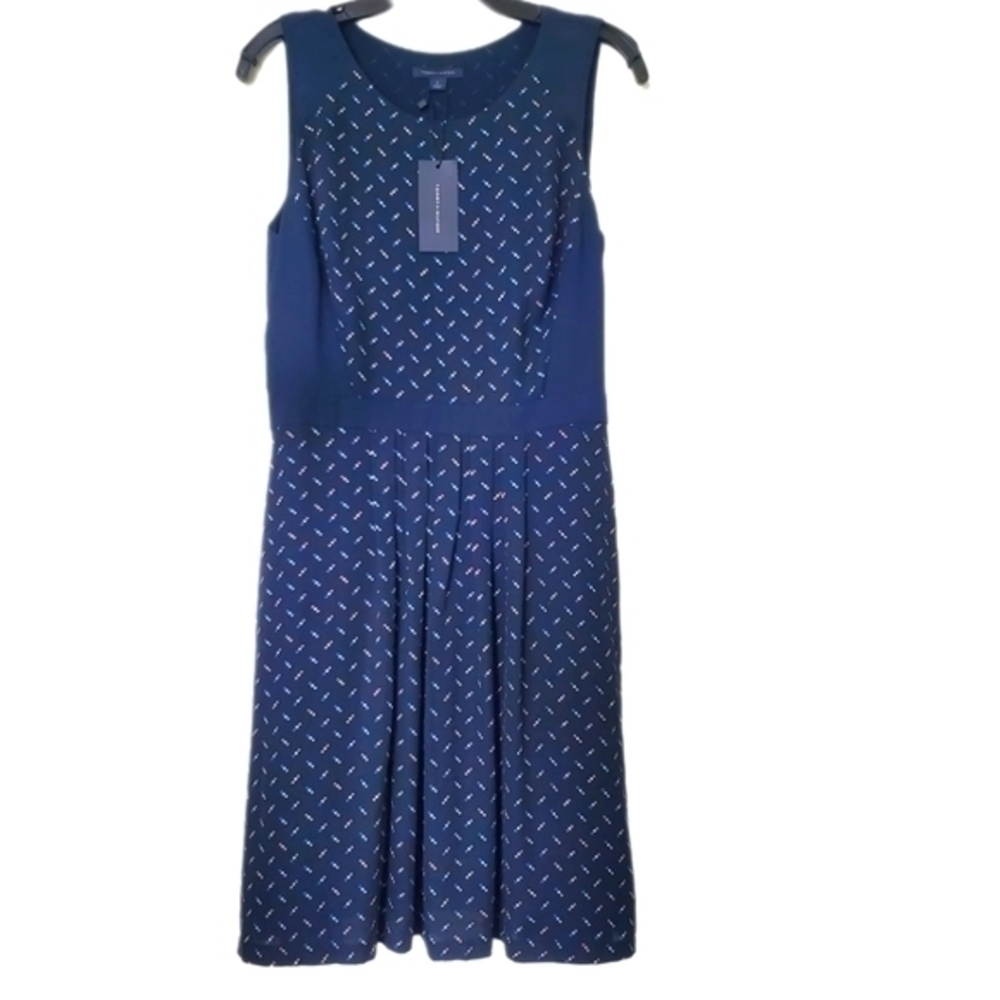 Tommy Hilfiger Womens Sleeveless Navy Dress Preppy Nautical Blue Size 8